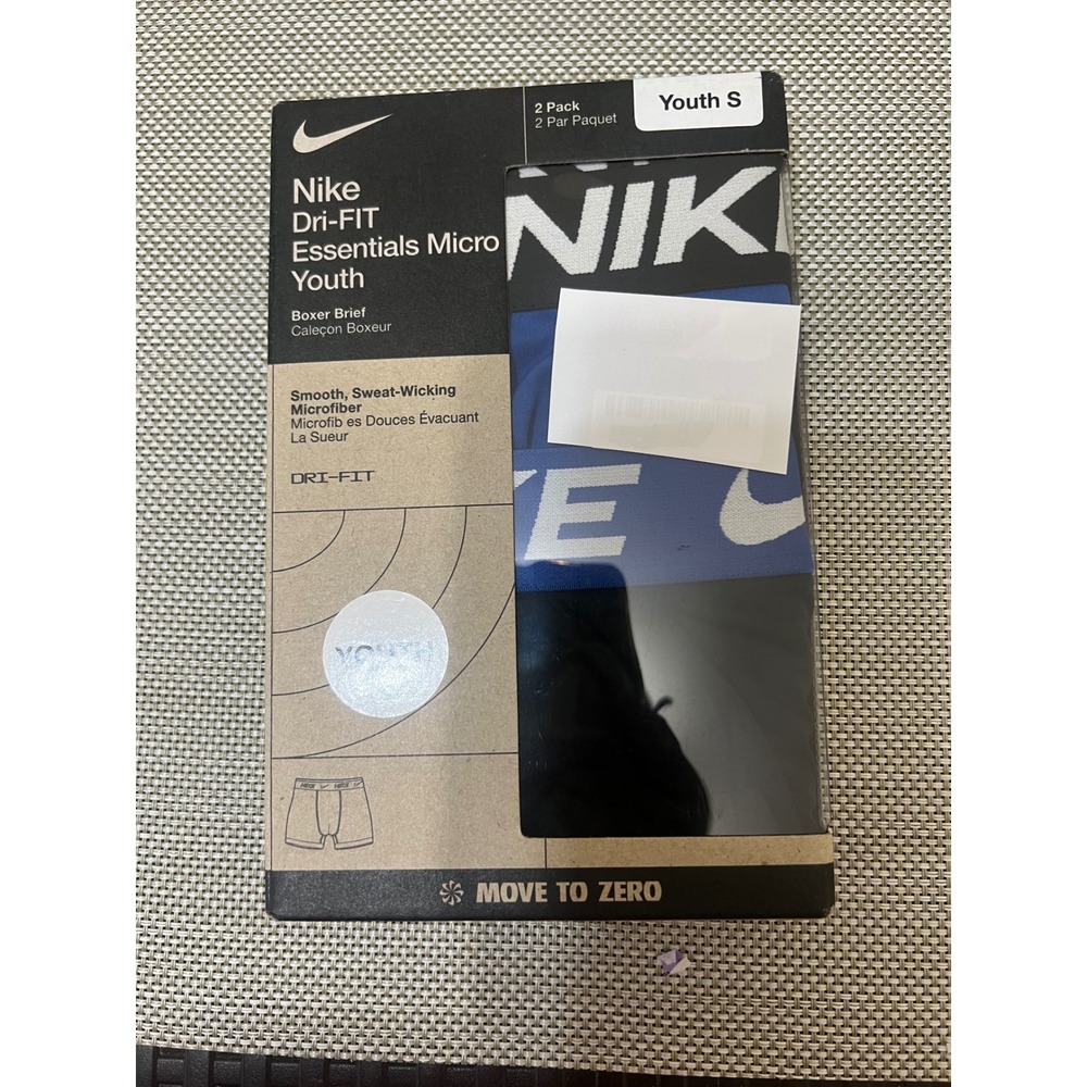 Nike Boxer Brief Youth S Black Blue New Dri-FIT Essentials Micro 2 Pack
